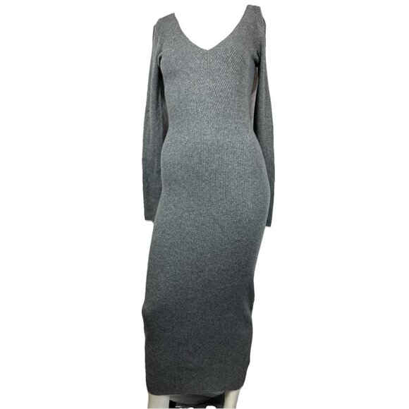 NWT NOS M French connection Heather gray sweater Maxi dress Cotton Blend - Picture 1 of 6